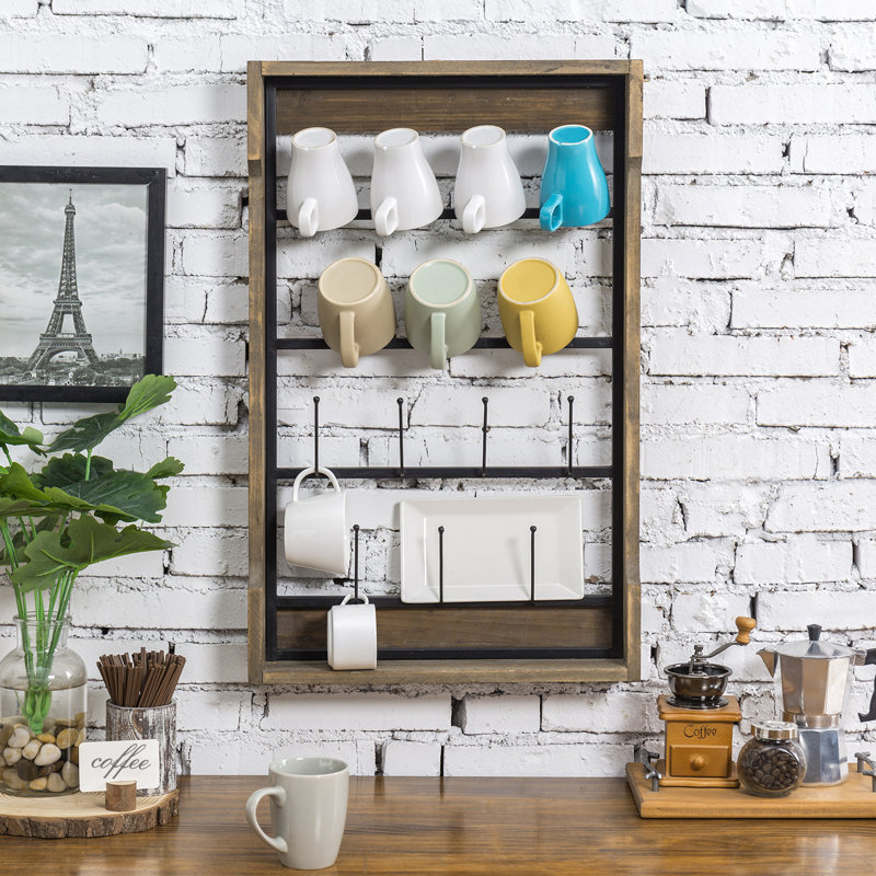 Wooden mug rack wall sale